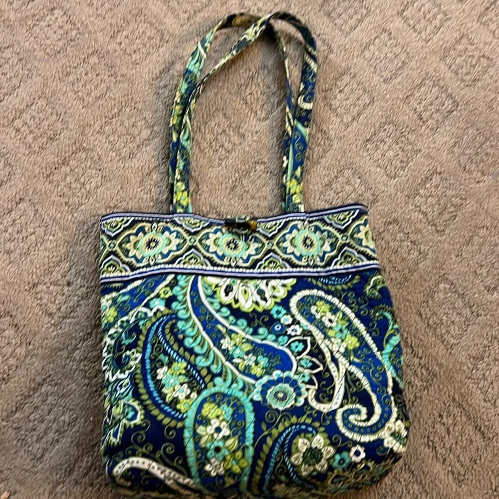 Vera Bradley Rhythm & Blues Tote Shoulder Toggle Bag Purse Retired w/wallett